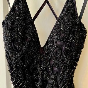 Black beaded cocktail dress, size 8